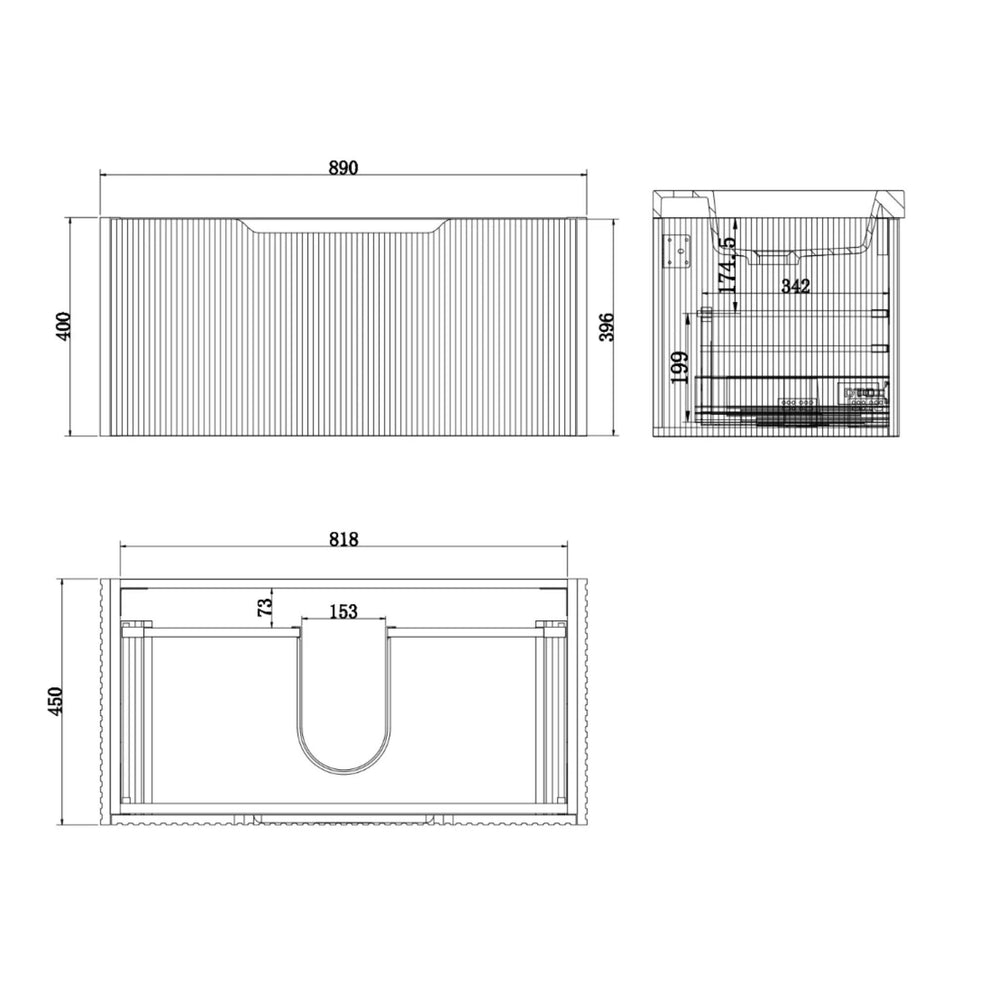 RIVA VIENNA MATTE WHITE 900MM SINGLE BOWL WALL HUNG VANITY