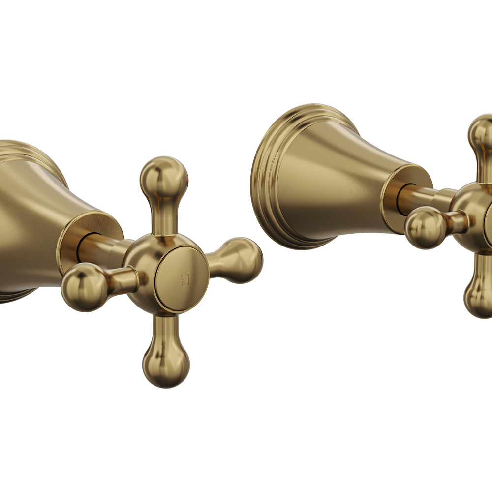 LINSOL VINTAGE CROSS HANDLE WALL TOP ASSEMBLIES BRUSHED BRASS