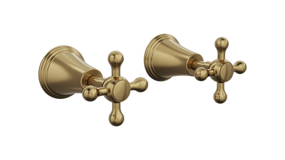 LINSOL VINTAGE CROSS HANDLE WALL TOP ASSEMBLIES BRUSHED BRASS