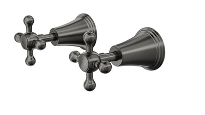 LINSOL VINTAGE CROSS HANDLE WALL TOP ASSEMBLIES GUN METAL