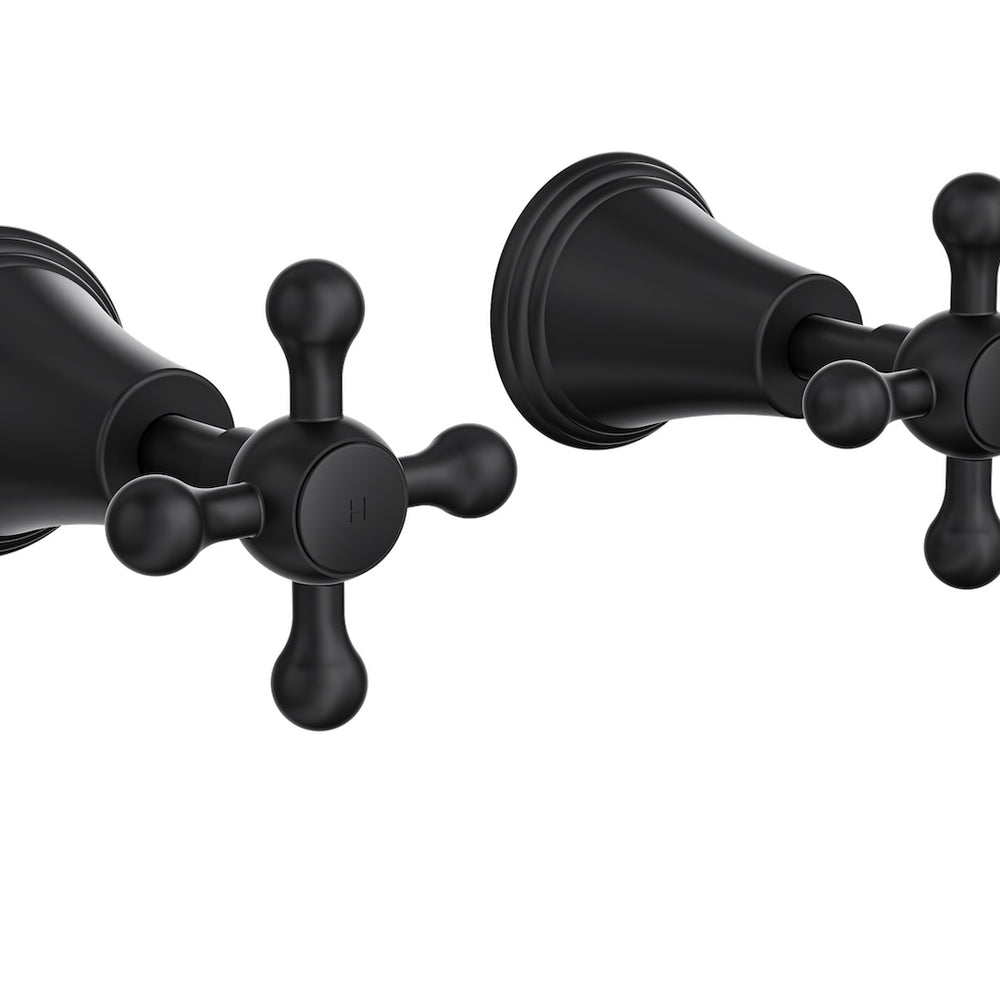 LINSOL VINTAGE CROSS HANDLE WALL TOP ASSEMBLIES MATTE BLACK