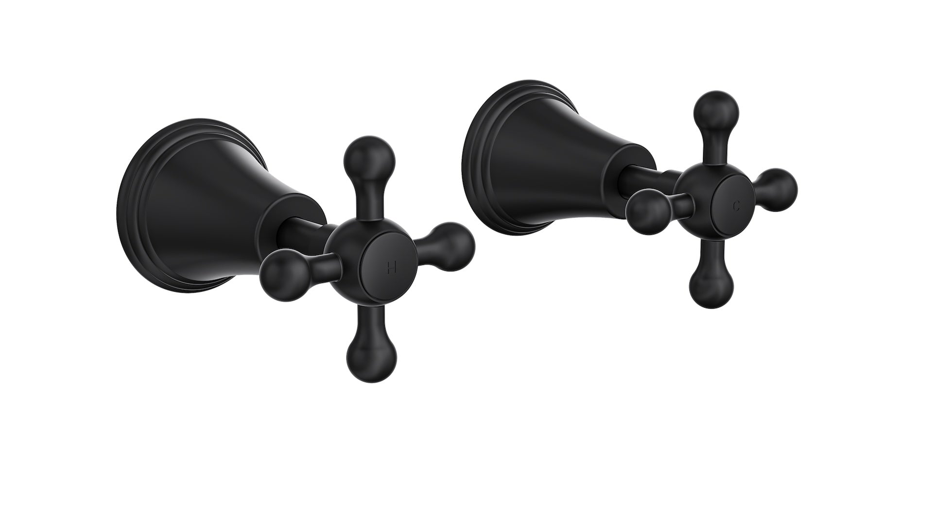 LINSOL VINTAGE CROSS HANDLE WALL TOP ASSEMBLIES MATTE BLACK