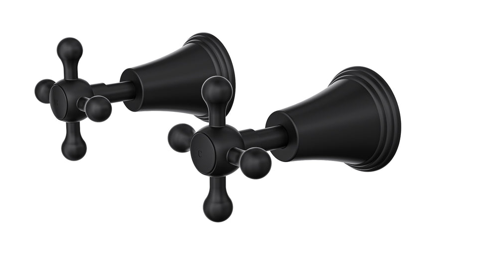 LINSOL VINTAGE CROSS HANDLE WALL TOP ASSEMBLIES MATTE BLACK