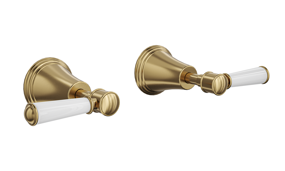 LINSOL VINTAGE LEVER HANDLE WALL TOP ASSEMBLIES BRUSHED BRASS