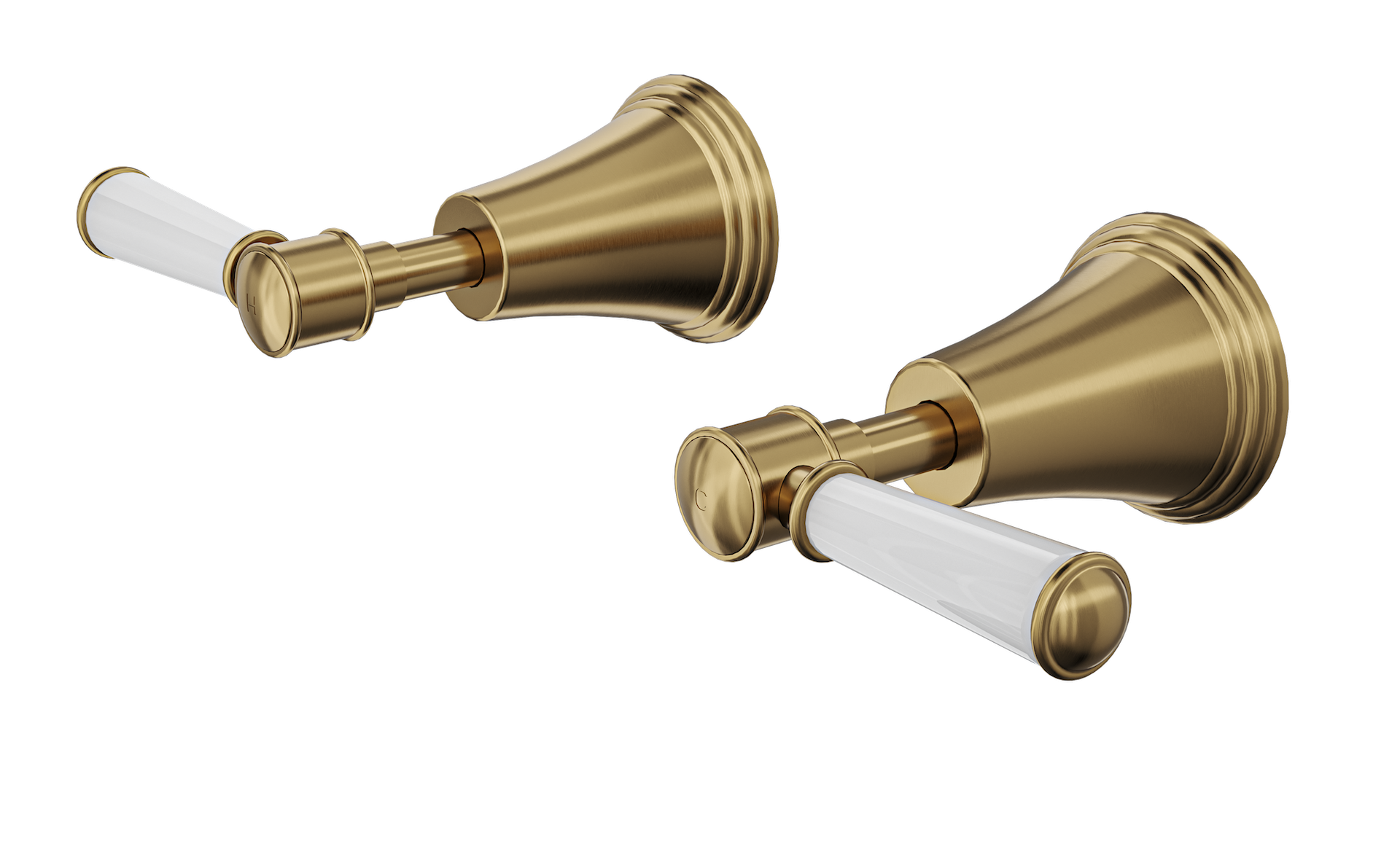LINSOL VINTAGE LEVER HANDLE WALL TOP ASSEMBLIES BRUSHED BRASS