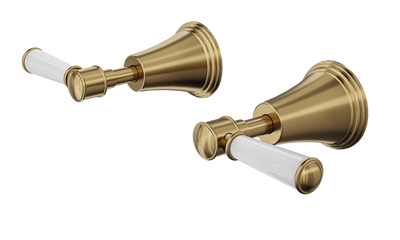 LINSOL VINTAGE LEVER HANDLE WALL TOP ASSEMBLIES BRUSHED BRASS