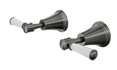 LINSOL VINTAGE LEVER HANDLE WALL TOP ASSEMBLIES GUN METAL