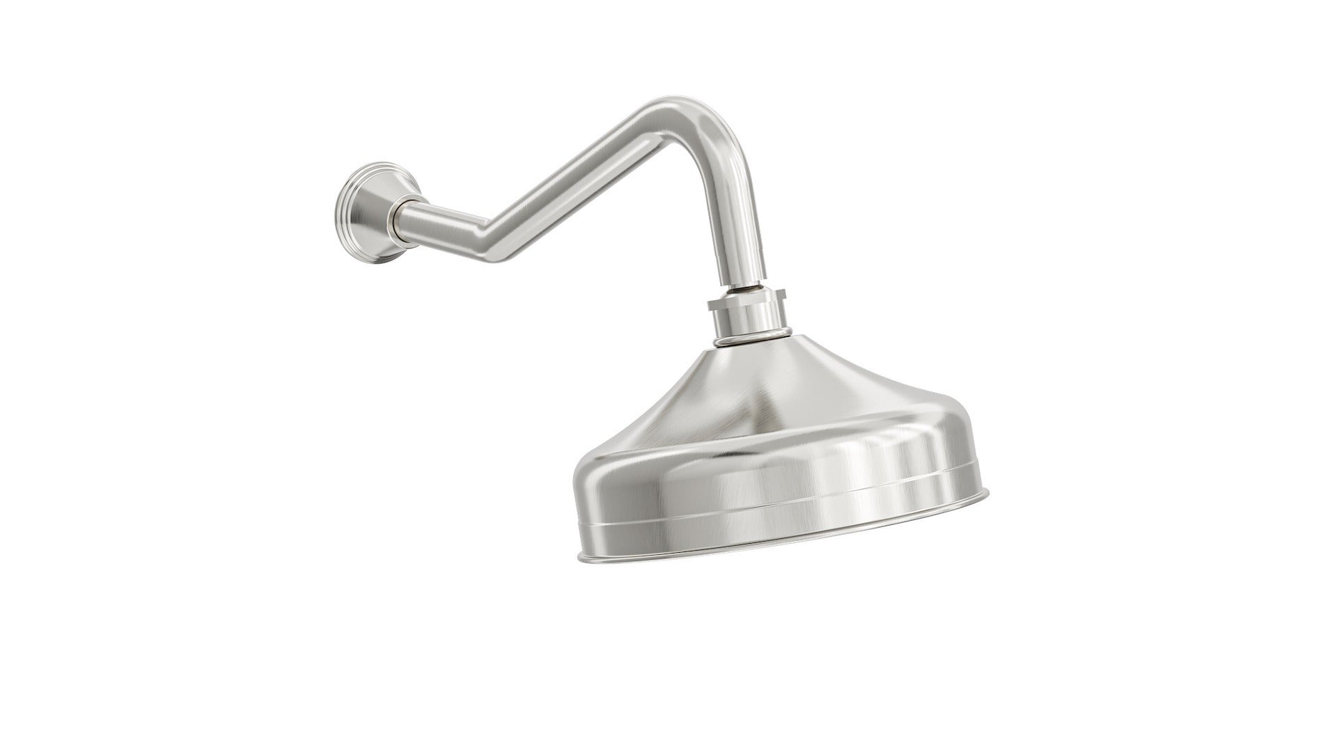 LINSOL VINTAGE SHOWER HEAD AND WALL ARM BRUSHED NICKEL 205MM