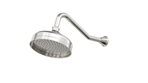 LINSOL VINTAGE SHOWER HEAD AND WALL ARM 205MM BRUSHED NICKEL