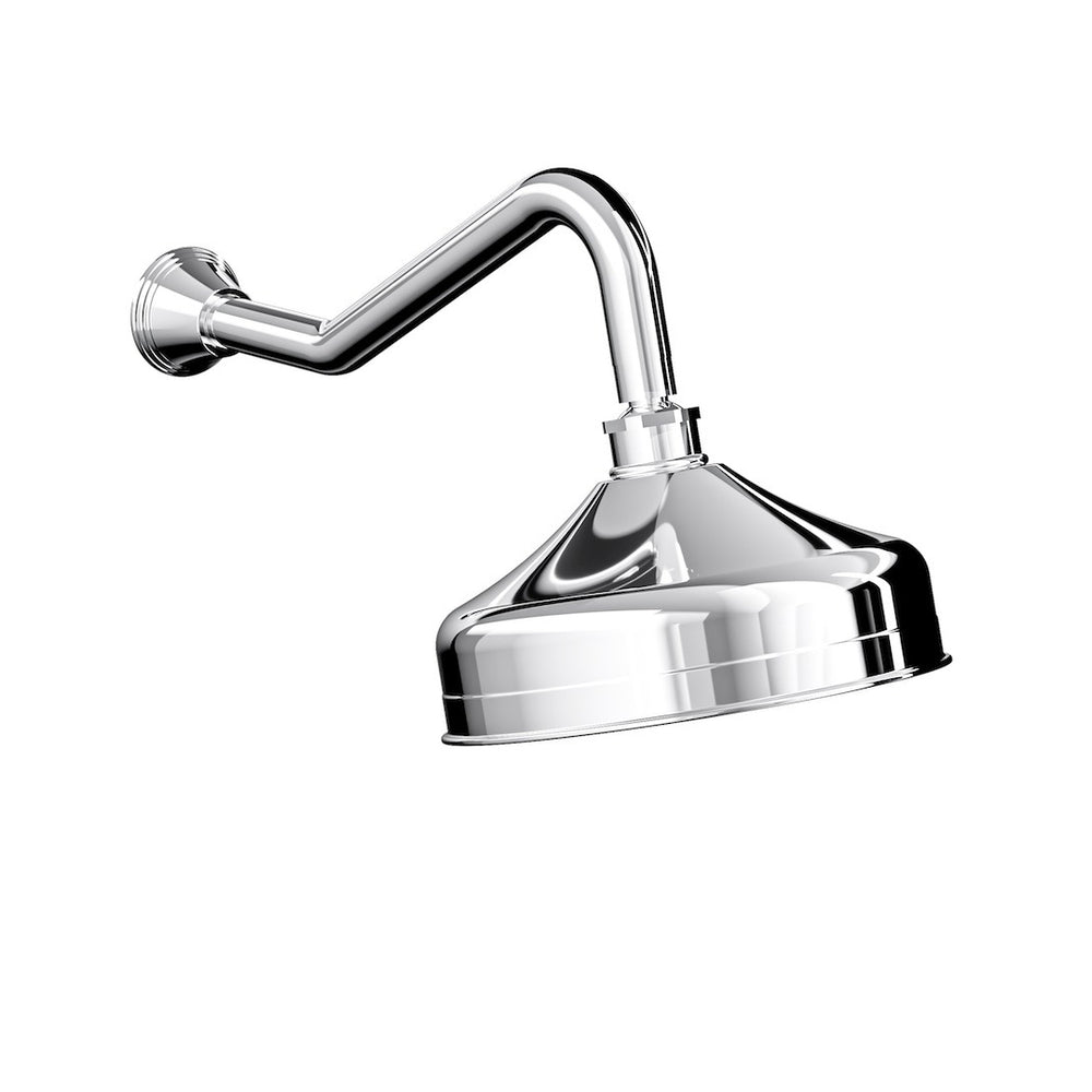 LINSOL VINTAGE SHOWER HEAD AND WALL ARM 205MM CHROME