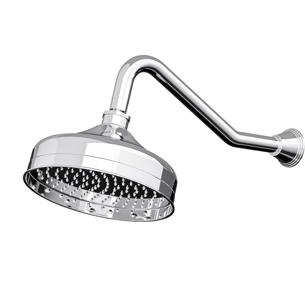 LINSOL VINTAGE SHOWER HEAD AND WALL ARM 205MM CHROME