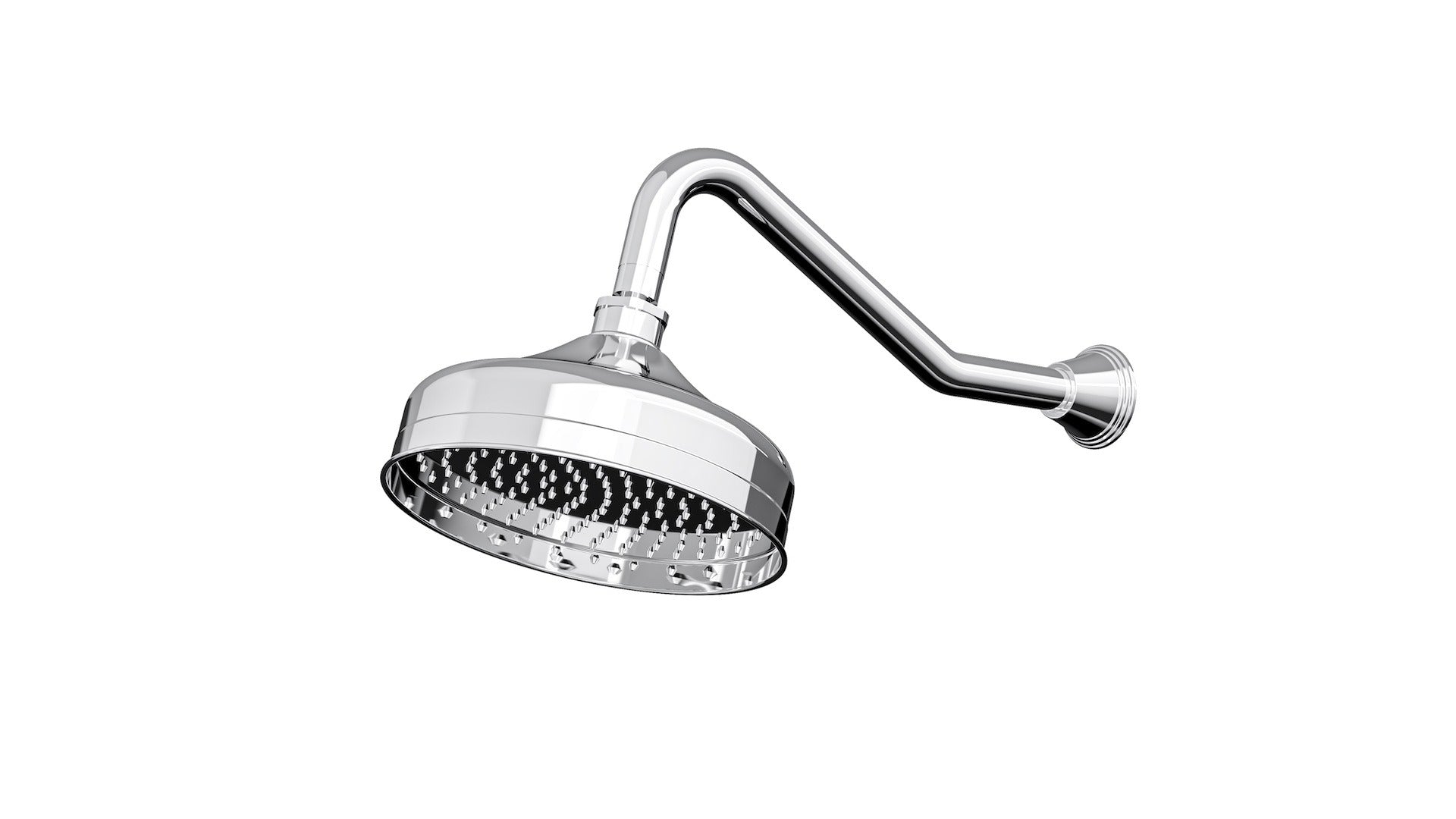 LINSOL VINTAGE SHOWER HEAD AND WALL ARM CHROME 205MM