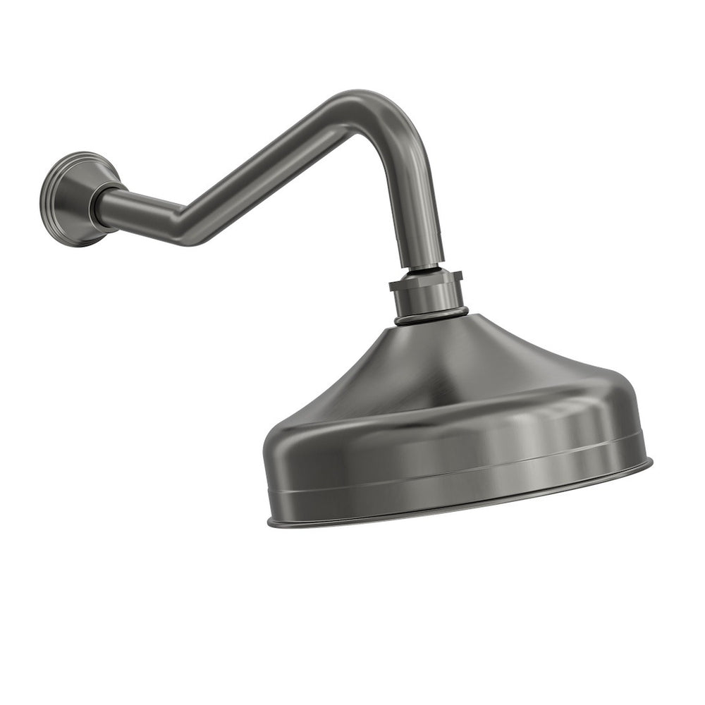 LINSOL VINTAGE SHOWER HEAD AND WALL ARM 205MM GUN METAL