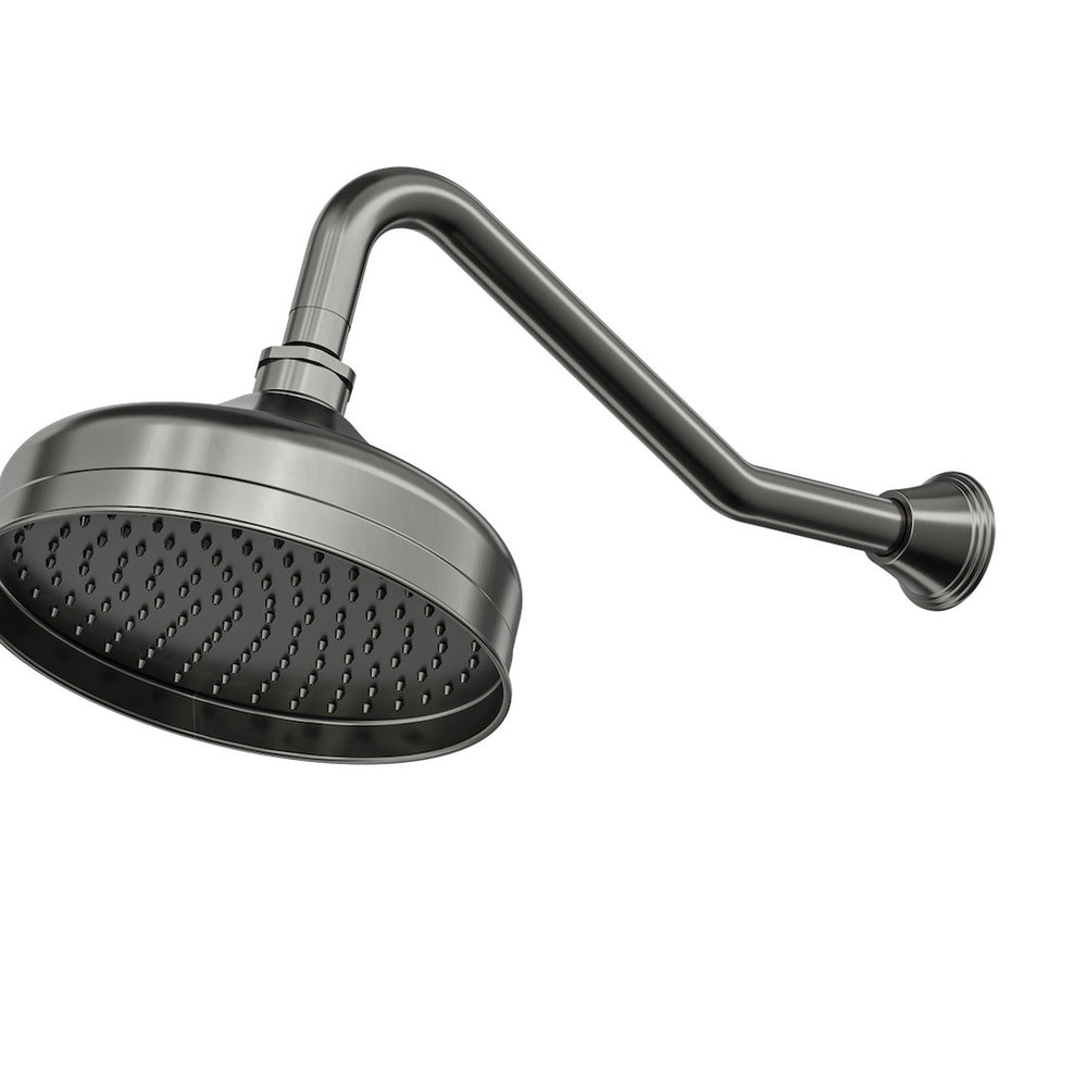 LINSOL VINTAGE SHOWER HEAD AND WALL ARM 205MM GUN METAL
