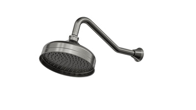 LINSOL VINTAGE SHOWER HEAD AND WALL ARM 205MM GUN METAL