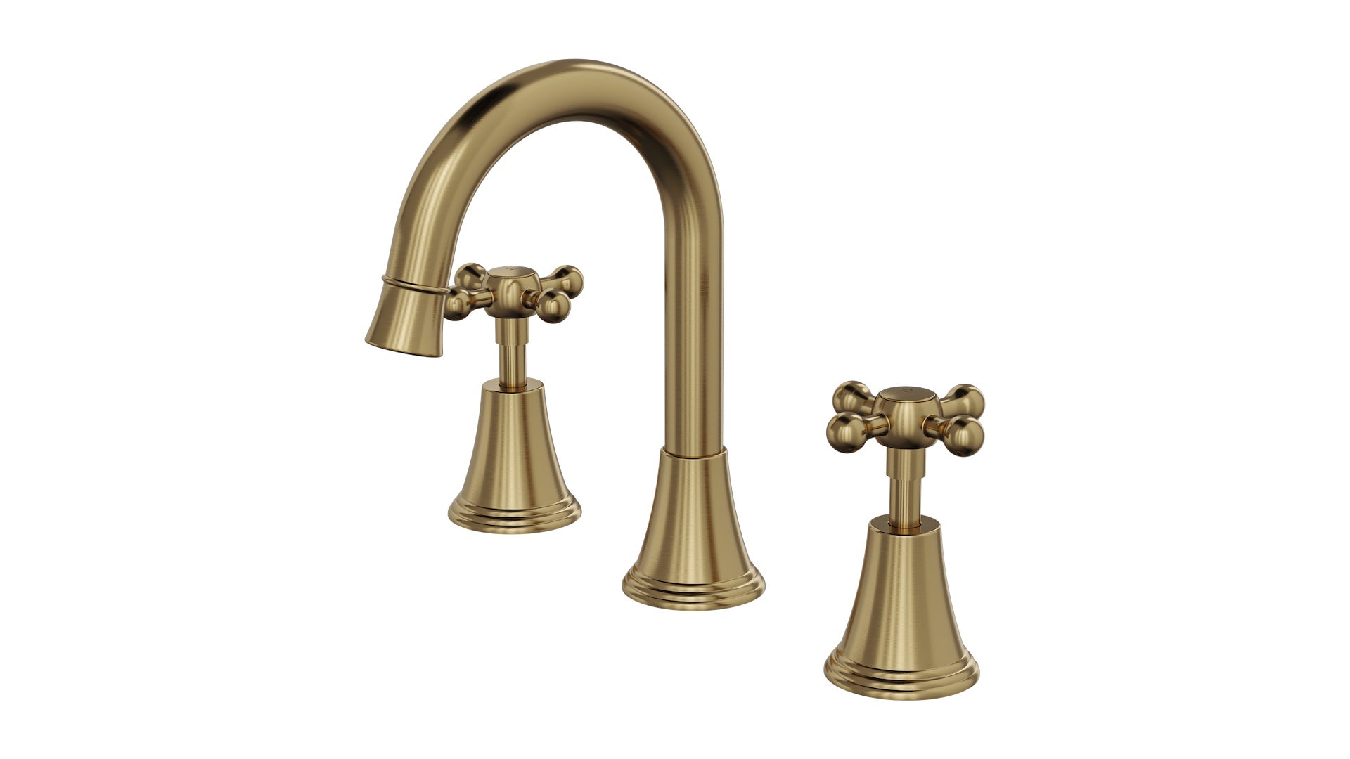 LINSOL VINTAGE CROSS HANDLE BASIN SET BRUSHED BRASS