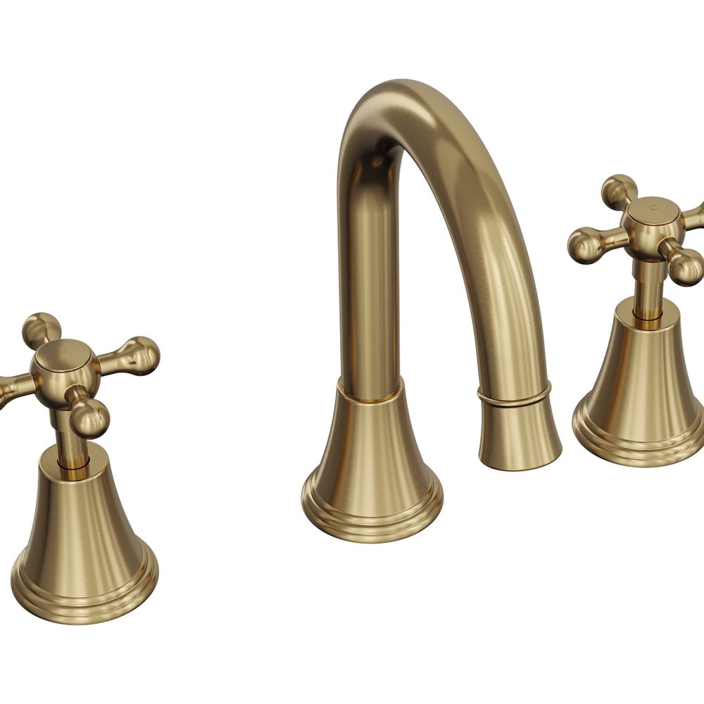LINSOL VINTAGE CROSS HANDLE BASIN SET BRUSHED BRASS