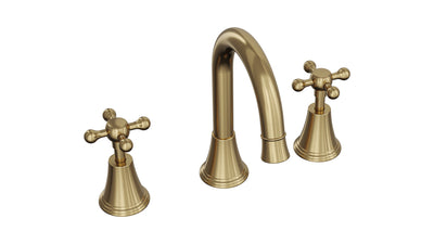 LINSOL VINTAGE CROSS HANDLE BASIN SET BRUSHED BRASS