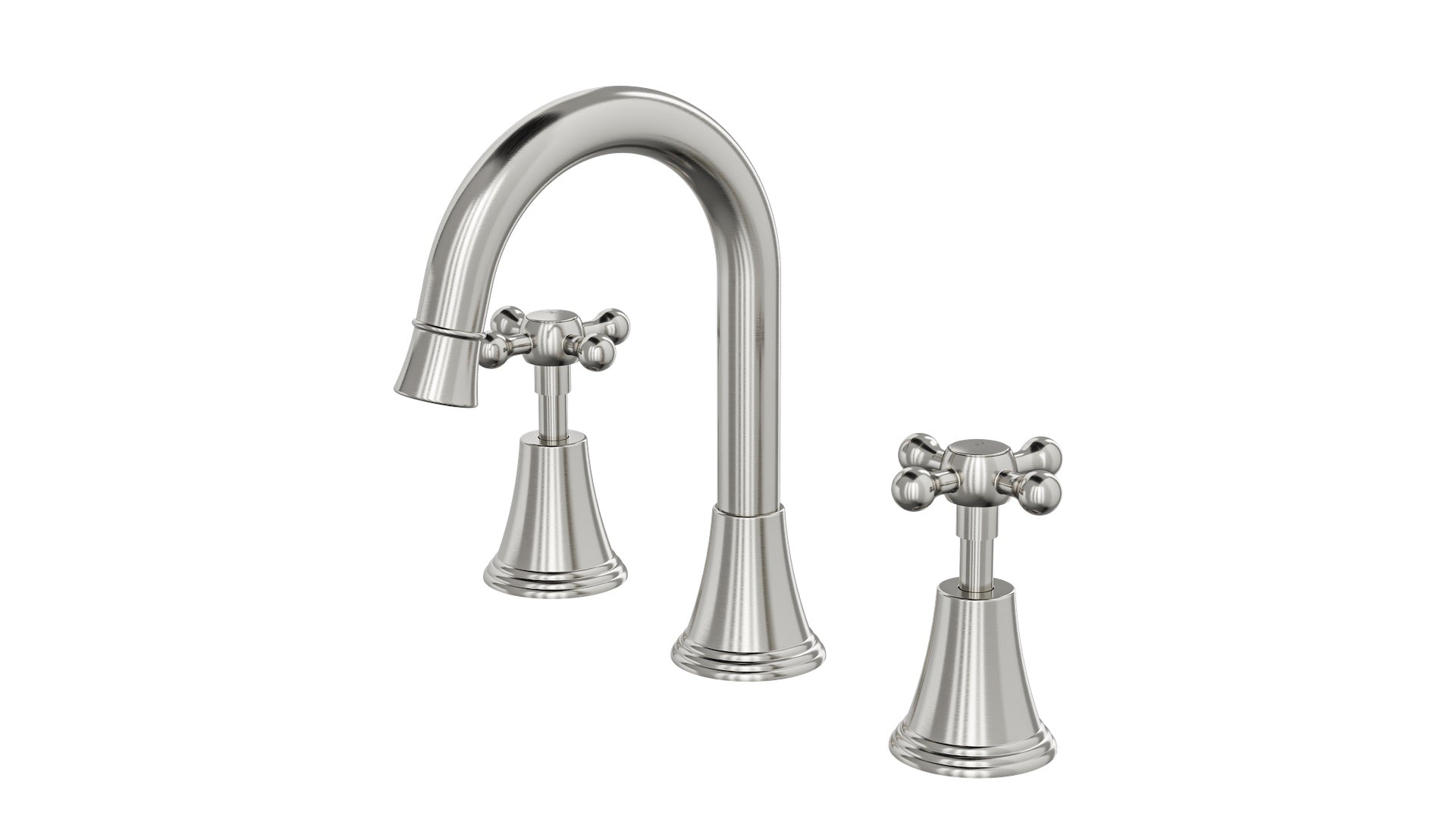 LINSOL VINTAGE CROSS HANDLE BASIN SET BRUSHED NICKEL