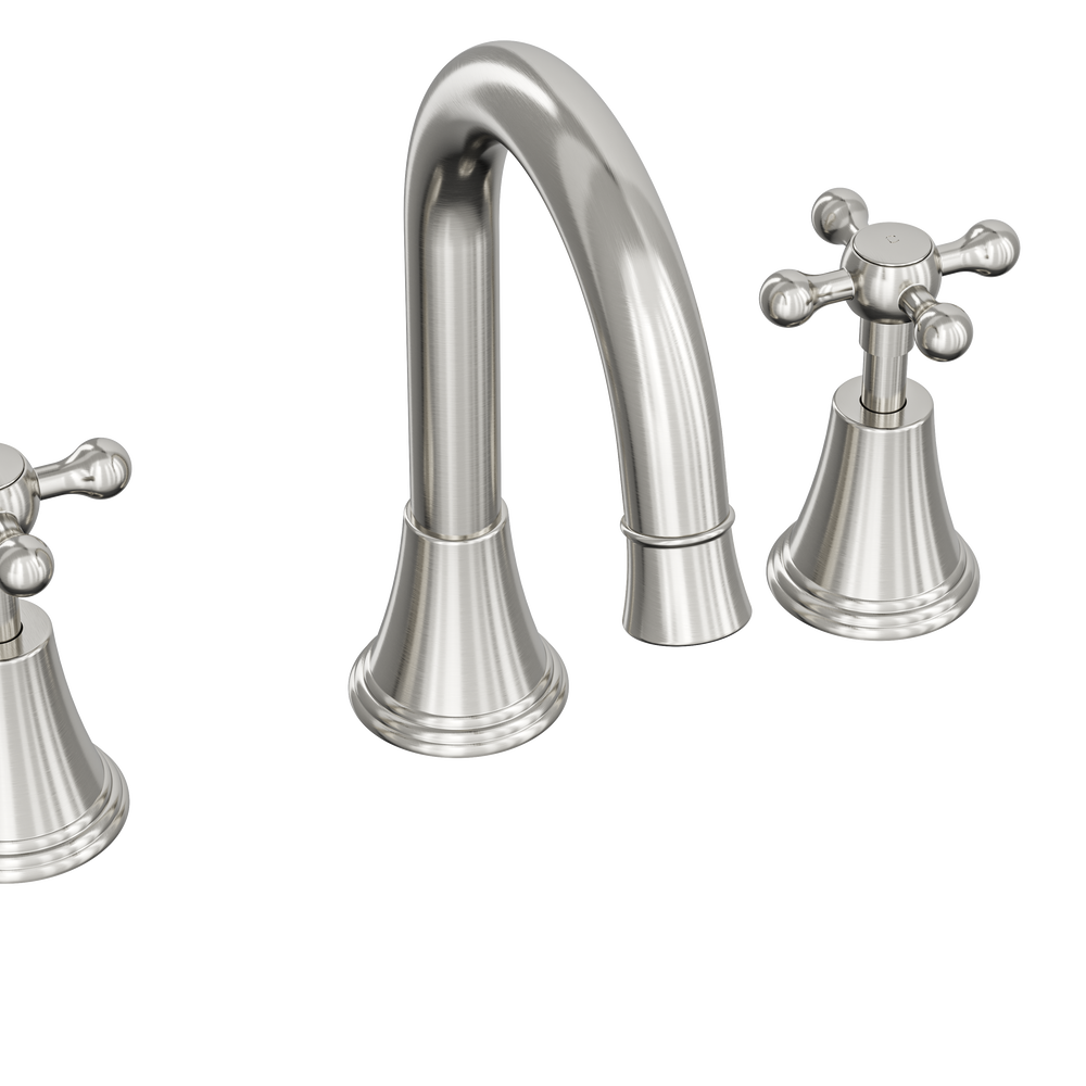 LINSOL VINTAGE CROSS HANDLE BASIN SET BRUSHED NICKEL