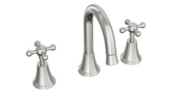 LINSOL VINTAGE CROSS HANDLE BASIN SET BRUSHED NICKEL