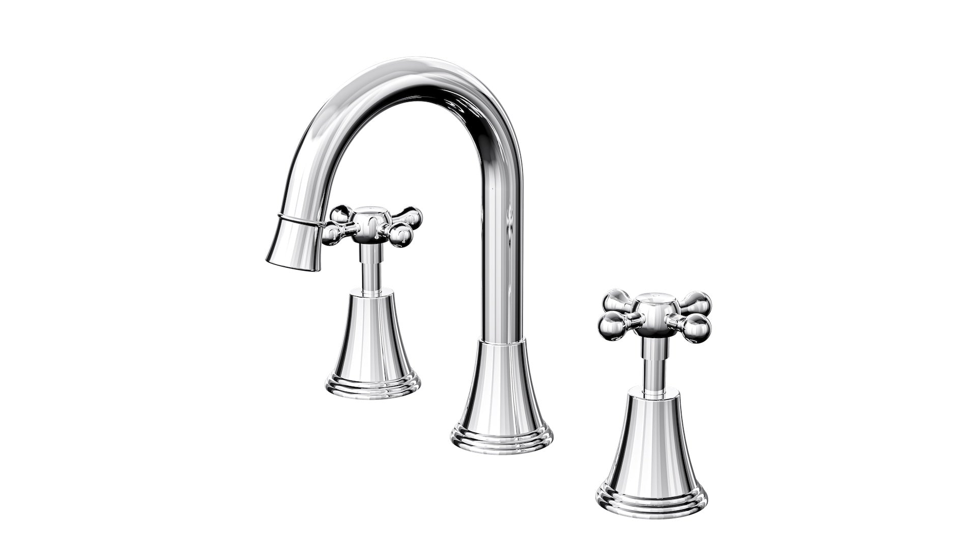 LINSOL VINTAGE CROSS HANDLE BASIN SET CHROME