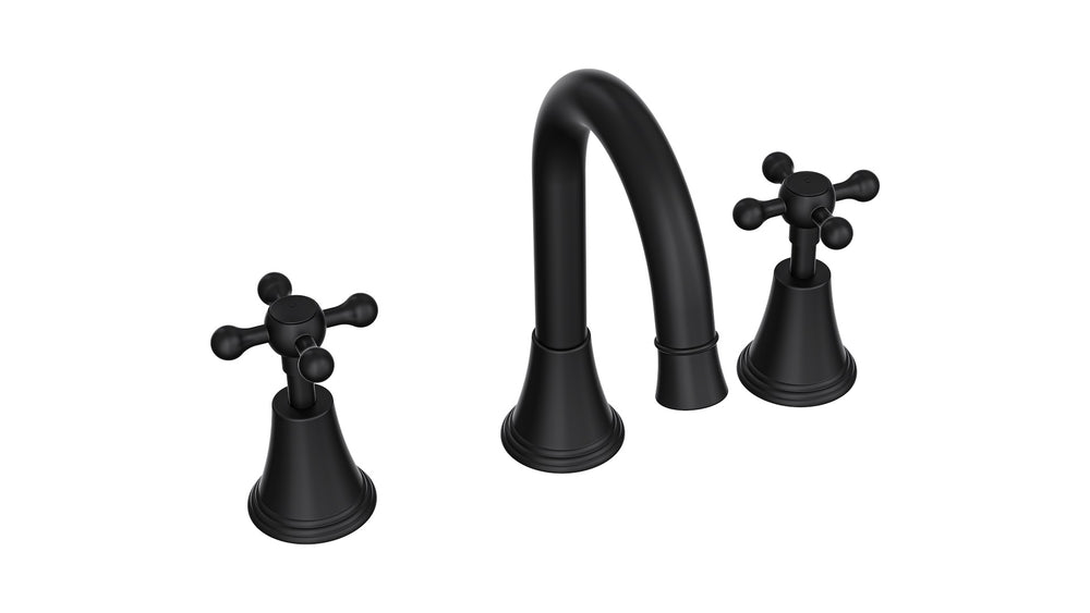 LINSOL VINTAGE CROSS HANDLE BASIN SET MATTE BLACK