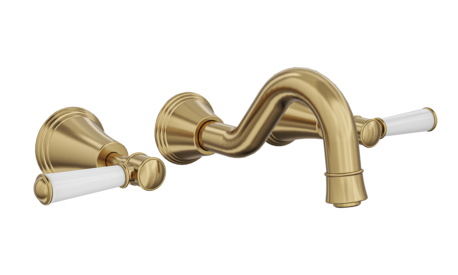 LINSOL VINTAGE LEVER HANDLE BATH SET BRUSHED BRASS