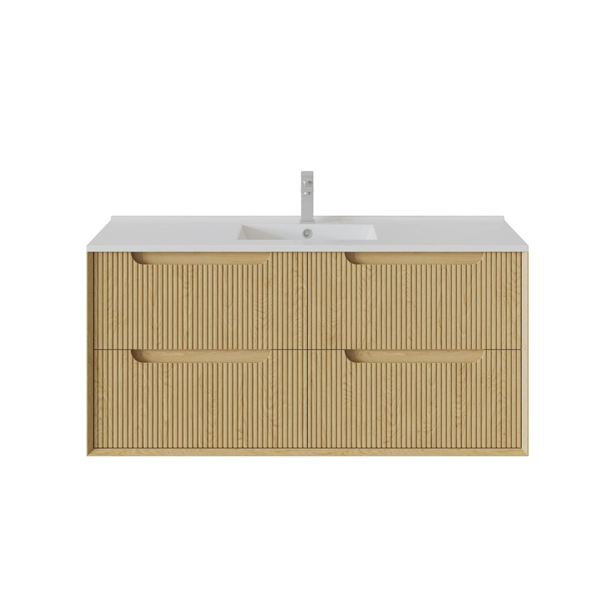 VITO BROOKLYN RED OAK FLUTED 1200MM SINGLE BOWL WALL HUNG VANITY