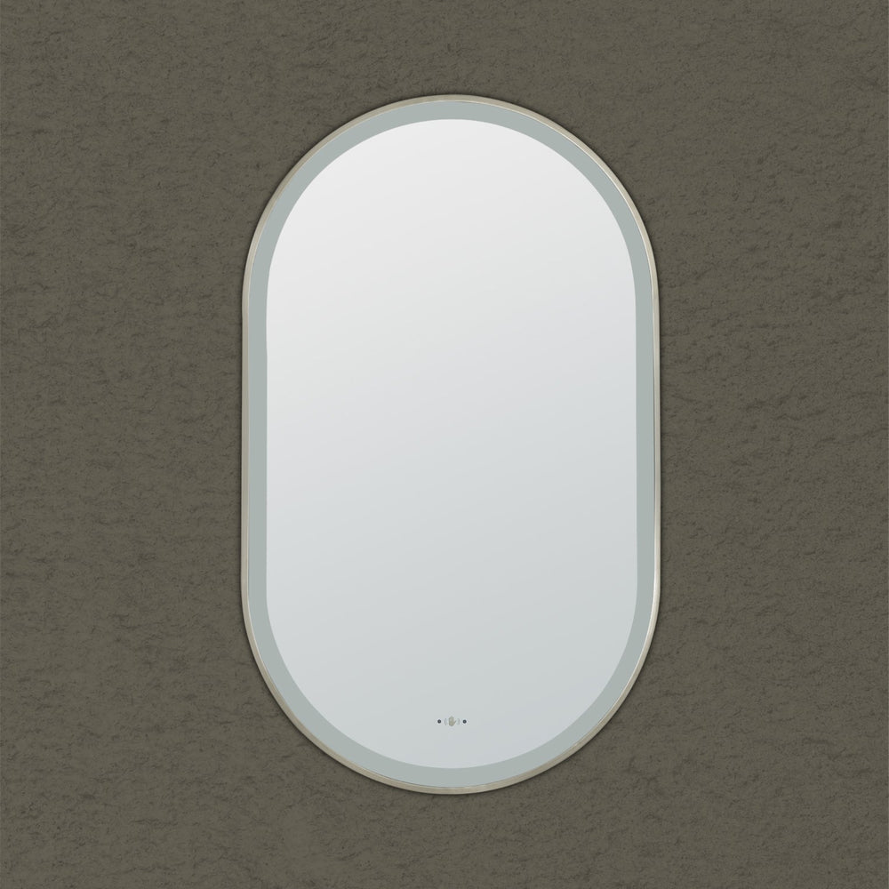 VITO LIRRA OVAL IRON FRAMED LED MIRROR BRUSHED NICKEL 450X900MM