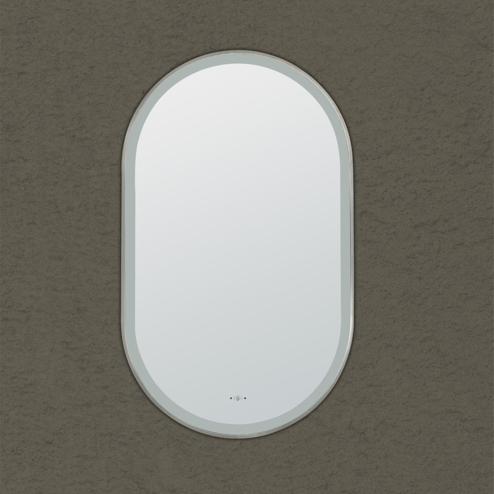 VITO LIRRA OVAL IRON FRAMED LED MIRROR GUN METAL 450X900MM