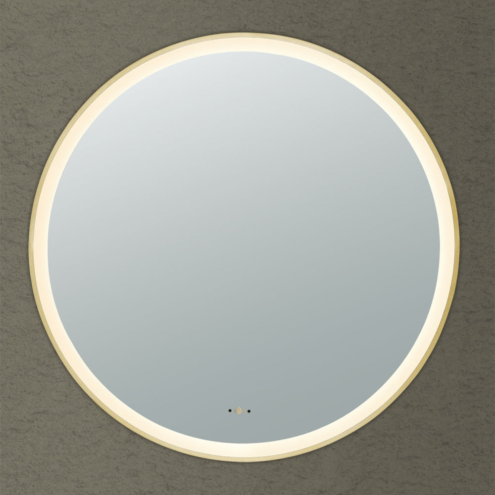 VITO LIRRA ROUND IRON FRAMED LED MIRROR BRUSHED GOLD 900X900MM