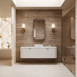 VITO AVANTTI MATTE WHITE 1500MM FLUTED CURVED SINGLE BOWL WALL HUNG VANITY