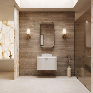 VITO AVANTTI MATTE WHITE 600MM FLUTED CURVED SINGLE BOWL WALL HUNG VANITY