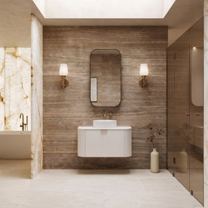 VITO AVANTTI MATTE WHITE 750MM FLUTED CURVED SINGLE BOWL WALL HUNG VANITY