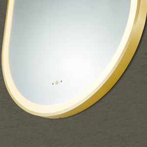 VITO LIRRA OVAL IRON FRAMED LED MIRROR BRUSHED GOLD 600X1000MM