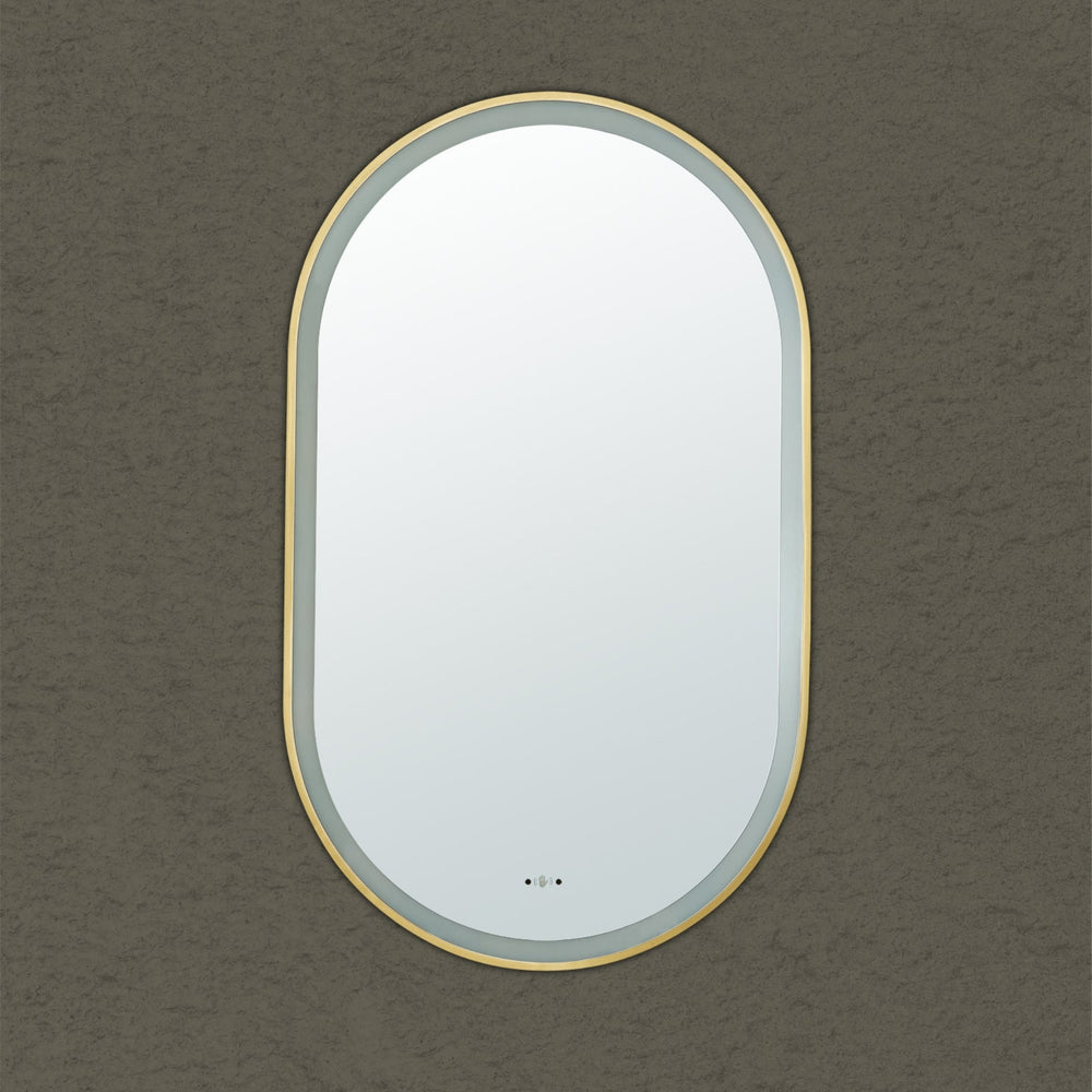 VITO LIRRA OVAL IRON FRAMED LED MIRROR BRUSHED GOLD 600X1000MM