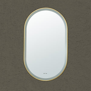 VITO LIRRA OVAL IRON FRAMED LED MIRROR BRUSHED GOLD 600X1000MM