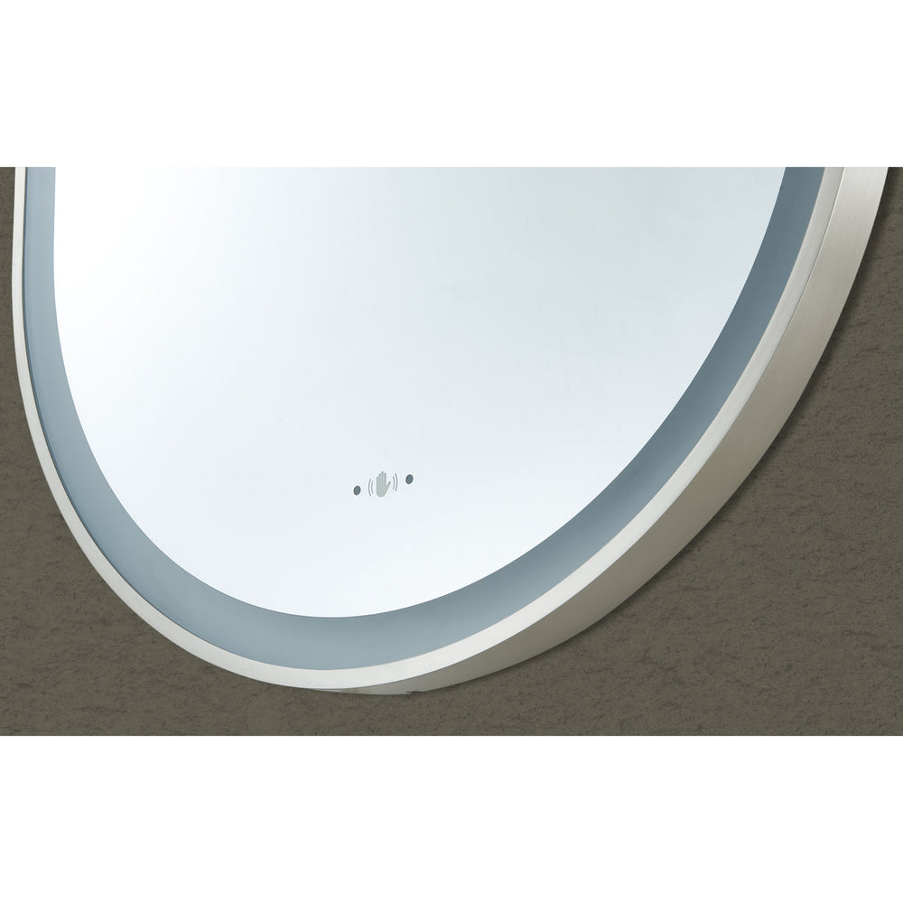 VITO LIRRA OVAL IRON FRAMED LED MIRROR BRUSHED NICKEL 600X1000MM