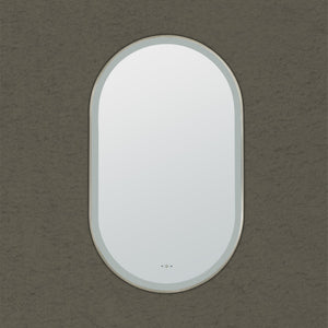 VITO LIRRA OVAL IRON FRAMED LED MIRROR BRUSHED NICKEL 600X1000MM