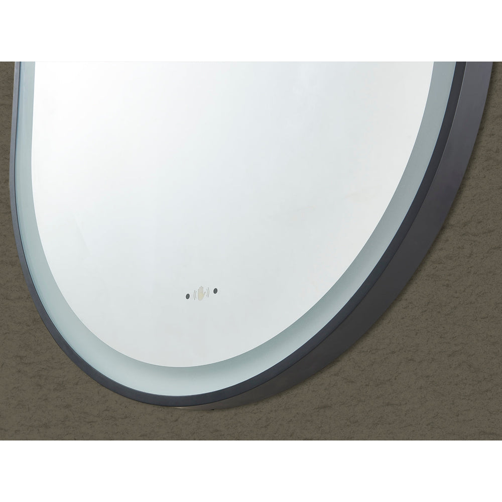 VITO LIRRA OVAL IRON FRAMED LED MIRROR MATTE BLACK 600X1000MM