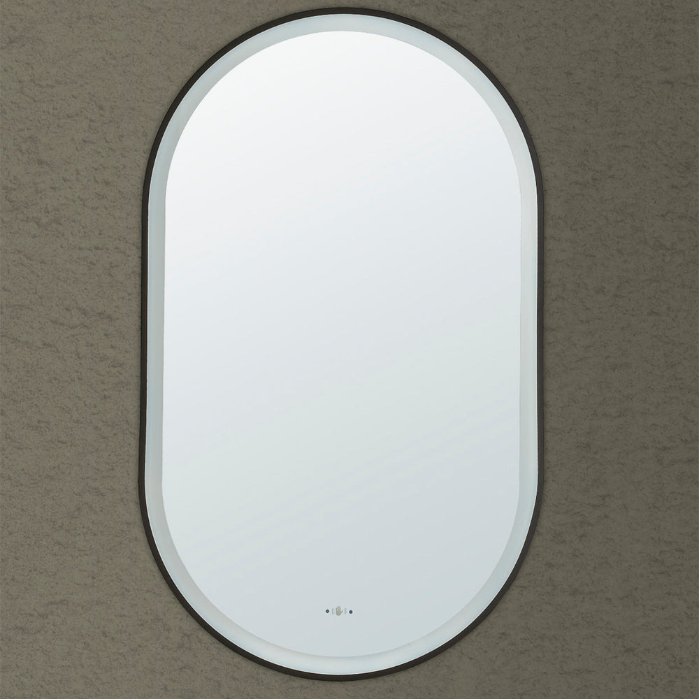 VITO LIRRA OVAL IRON FRAMED LED MIRROR MATTE BLACK 600X1000MM