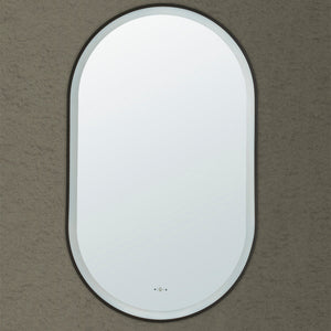VITO LIRRA OVAL IRON FRAMED LED MIRROR MATTE BLACK 600X1000MM