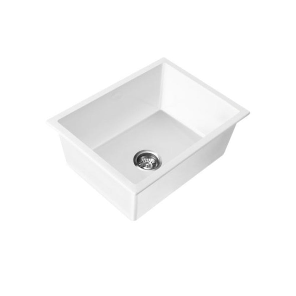 VITO QUARTZ SINGLE BOWL UNDERMOUNT KITCHEN SINK MATTE WHITE 730MM
