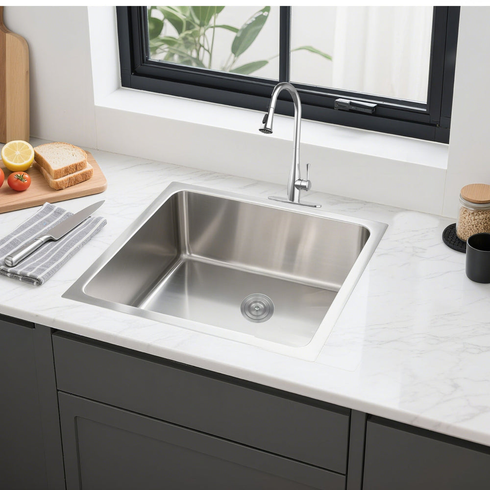 VITO STAINLESS STEEL SINGLE BOWL UNDERMOUNT KITCHEN SINK 600MM