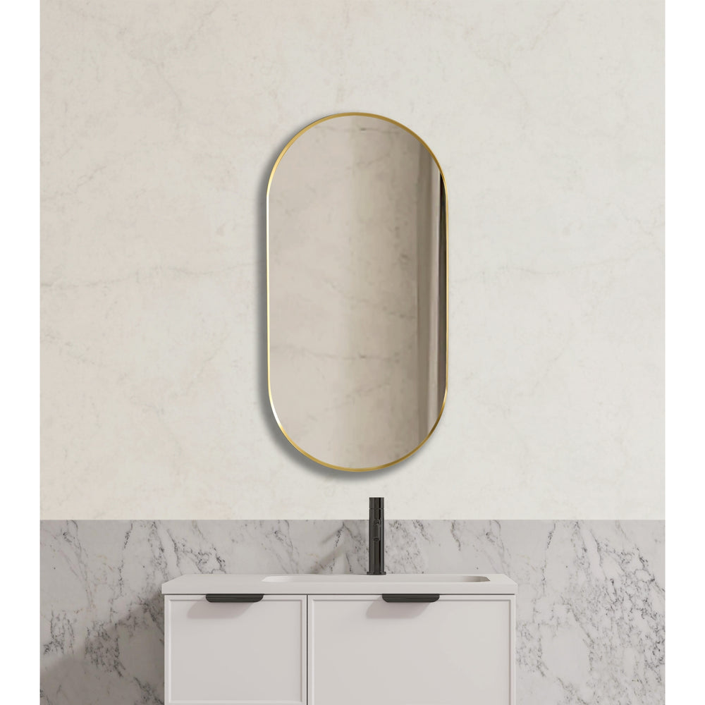 VITO VETRA OVAL ALUMINUM FRAMED MIRROR BRUSHED GOLD 450X900MM