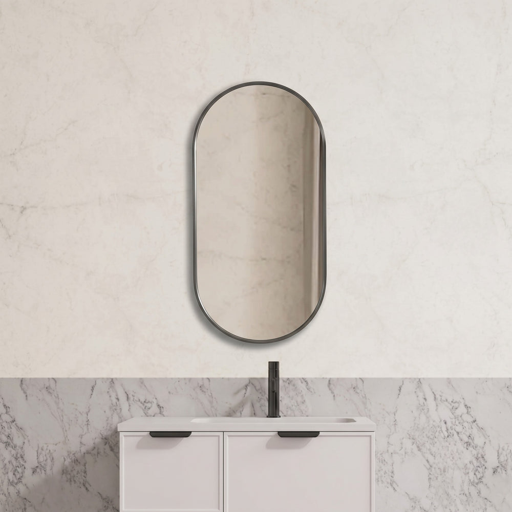 VITO VETRA OVAL ALUMINUM FRAMED MIRROR GUN METAL 450X900MM