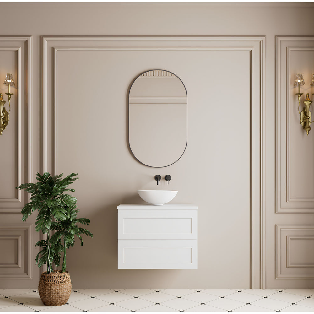 VITO VETRA OVAL ALUMINUM FRAMED MIRROR MATTE BLACK 450X900MM