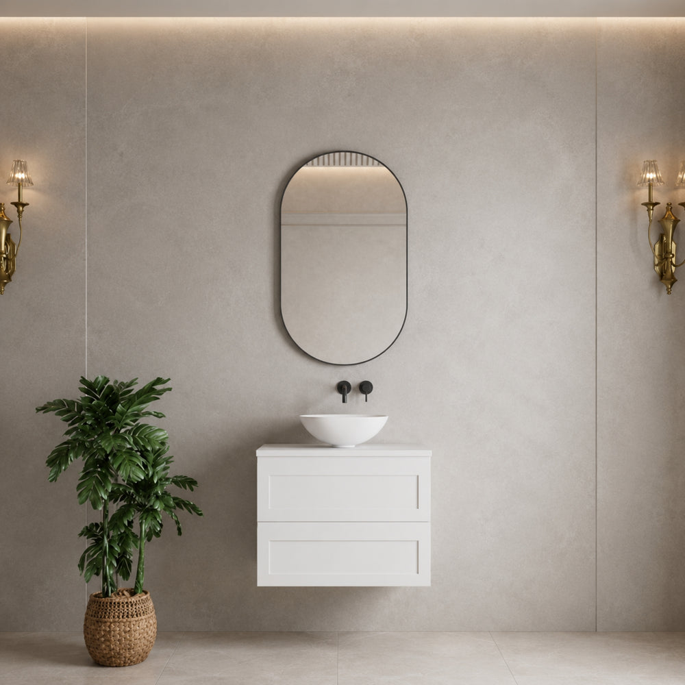 VITO VETRA OVAL ALUMINUM FRAMED MIRROR MATTE BLACK 600X1000MM
