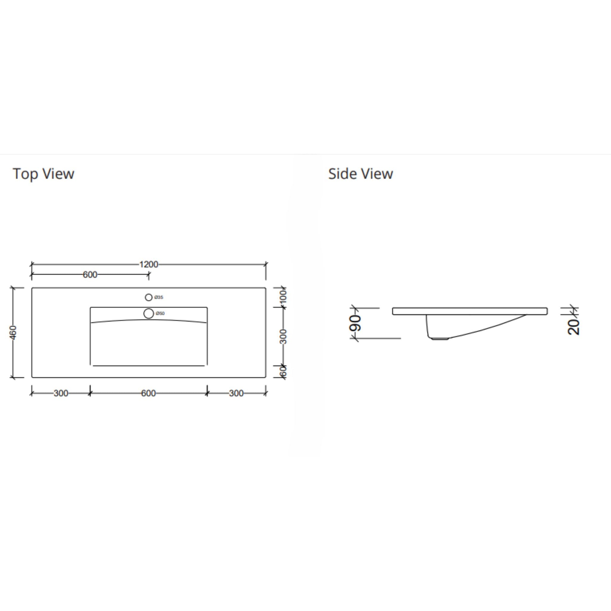DUROCLASS VOGUE GLOSS WHITE SINGLE BOWL UNDERMOUNT VANITY TOP (AVAILABLE IN 900MM AND 1200MM)
